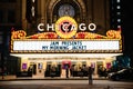 Illuminated marquee of a Broadway theatre in the evening in Chicago Royalty Free Stock Photo