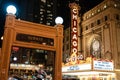 Illuminated marquee of a Broadway theatre in the evening in Chicago Royalty Free Stock Photo