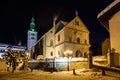 Illuminated Medieval Church in the Center of Megeve