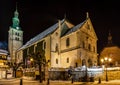 Illuminated Medieval Church in the Center of Megeve