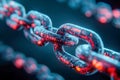 Futuristic digital blockchain concept with glowing connected metal links symbolizing secure data network and advanced technology Royalty Free Stock Photo