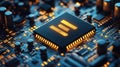 Illuminated Microchip: A Close-Up of Advanced Technology Royalty Free Stock Photo