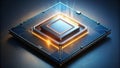 Illuminated microchip a high-performance computing component featuring advanced architecture and glowing connectors. Generative AI Royalty Free Stock Photo