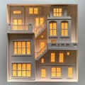 Illuminated miniature architectural model showcasing intricate paper Royalty Free Stock Photo