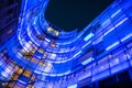 Illuminated Modern Building of BBC London Headquarters at Night, UK