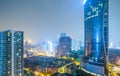 Illuminated modern buildings at night in China Royalty Free Stock Photo