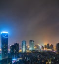 Illuminated modern buildings at night Royalty Free Stock Photo