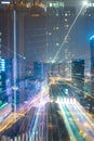 Illuminated modern buildings at night Royalty Free Stock Photo