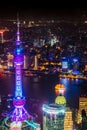 Illuminated modern buildings at night in China Royalty Free Stock Photo