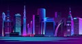 Illuminated modern city night landscape vector Royalty Free Stock Photo