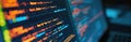 Illuminated monitor screen displays lines of code. Programming abstract concepts of secure development. Digital cyberspace Royalty Free Stock Photo