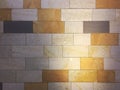 Illuminated multi colored tiled wall background