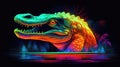 Illuminated Neon Crocodile. Captivating and Bold