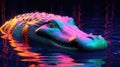 Illuminated Neon Crocodile. Captivating and Bold