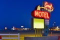 The illuminated neon sign at night for the Corral Motel in Harlowton, Montana, USA - August 18,2012 Royalty Free Stock Photo