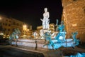 Illuminated Neptune fountain in Florence Royalty Free Stock Photo