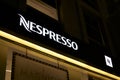 Illuminated Nespresso logo in Milan