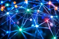 Illuminated network nodes, global connection, abstract background, technology concept Royalty Free Stock Photo