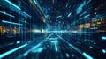 Futuristic Data Stream Tunnel Abstract Digital Technology with Binary Code, Information Highway, and Network Connection Concept Royalty Free Stock Photo