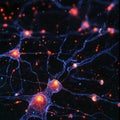 Illuminated neurons interconnected by synapses showcasing the complexity of brain activity and neural networks Royalty Free Stock Photo