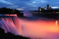 Illuminated night view of Niagara Falls. USA. Royalty Free Stock Photo