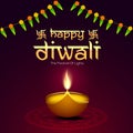 Illuminated oil lit lamp for Happy Diwali celebration. Royalty Free Stock Photo