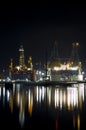 Illuminated oil refinery