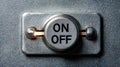 Close up on illuminating toggle switch for power control Royalty Free Stock Photo