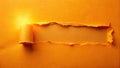 Illuminated orange paper tear with central empty space for text or design. Generative AI Royalty Free Stock Photo