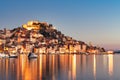 Illuminated panoramic view of Sibenik in Croatia