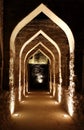 Illuminated passage inside Bahrain fort