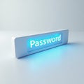Illuminated password button on a white background signifying security and access control Royalty Free Stock Photo
