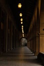 Illuminated pathway under the building