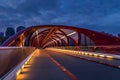 Illuminated Peace Bridge Walkway On A Cloudy Night