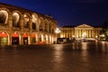 Illuminated Piazza Bra and Ancient Amphitheater Royalty Free Stock Photo