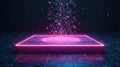 Illuminated platform with falling glittering particles a futuristic digital interface. Generative AI Royalty Free Stock Photo