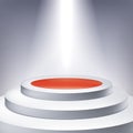 Illuminated podium, red inside, award pedestal, presentation stand, vector design object for you project