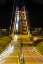 Illuminated Pont de Normandy by night, French bridge over Seine Royalty Free Stock Photo