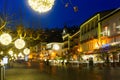 Illuminated promenade of Ascona on winter night during Christmas holidays Royalty Free Stock Photo