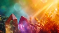 Illuminated Quartz Crystals with Rainbow Flares