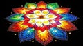 Illuminated Rangoli, Festive Floor Art, Night, Celebration, India Royalty Free Stock Photo