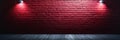 Illuminated Red Brick Wall Background, Abstract Grunge Texture With Dark Spotlight Effect Royalty Free Stock Photo