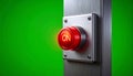 Illuminated Red ON Button on Green Screen Royalty Free Stock Photo