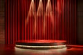 illuminated red light circle stage podium. AI Generative Royalty Free Stock Photo