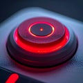Illuminated Red Power Button on a Dark Device Royalty Free Stock Photo