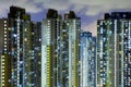 Illuminated residential building in Hong Kong Royalty Free Stock Photo