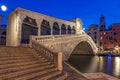 Rialto bridge in Venice at night Royalty Free Stock Photo