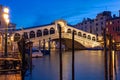 Rialto bridge in Venice at night Royalty Free Stock Photo