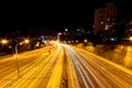 Illuminated road leads to the city center in Sydney