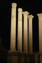Illuminated roman temple at night